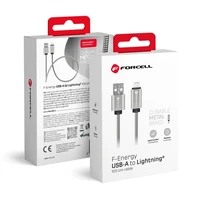 FORCELL F-ENERGY Metal C236 kabelis USB A į Lightning 2,4A 12W 1 m sidabrinis