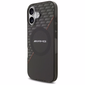 AMG Dvigubo sluoksnio permatomas rombų magnetinis dėklas telefonui iPhone 17 - juodas ir raudonas