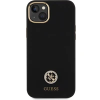 Guess Silikoninis Logo Strass 4G Dėklas telefonui iPhone 15 Plus / 14 Plus 6.7" - juodas