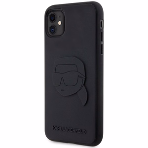 Karl Lagerfeld KLHCN613DRKNK iPhone 11 / Xr 6.1" juodas/juodas kietas dėklas guminis Karlo galva 3D