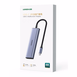 Ugreen CM511 20956A 6in1 šakotuvas USB-C - HDMI / 3x USB-A 3.0 / SD/TF kortelių skaitytuvas - pilkas