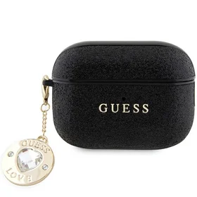 Guess GUAP2PGEHCDK dėklas AirPods Pro 2 - juodas Fixed Glitter Heart Diamond Charm