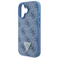 Guess Odinis Crossbody dėklas telefonui iPhone 16 su metaliniu logotipu ir Strass - mėlynas