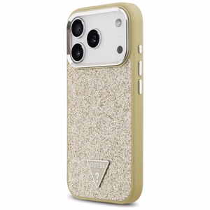 Guess Glitter Triangle Logo MagSafe чехол iPhone 17 Pro золотой