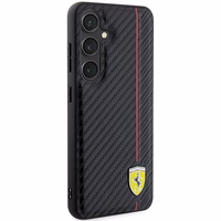Ferrari Carbon Printed Line dėklas telefonui Samsung Galaxy S24 - juodas
