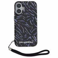 Karl Lagerfeld Zebra Pattern & Cord dėklas telefonui iPhone 16 Plus - violetinis