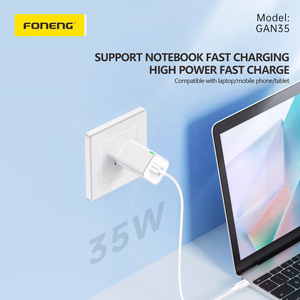 Foneng Sieninis įkroviklis GAN35 GaN - 2xType C - PD 35W 3A baltas