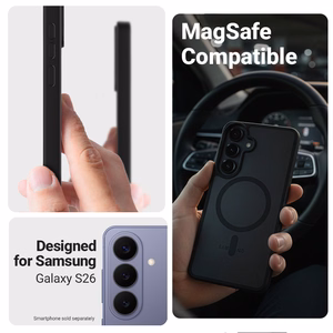Crong Hybrid Matte Magnetic MagSafe dėklas, skirtas Samsung Galaxy S26, levandų spalvos