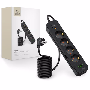 TECH-PROTECT PCL4X3 ILGINTUVAS 2 USB & 1 TYPE-C & 4 LIZDŲ 200CM JUODAS