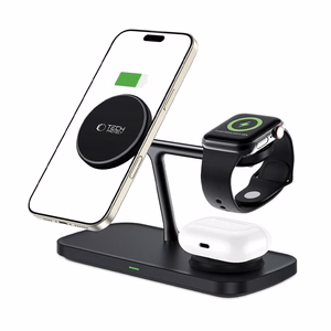 Tech-Protect QI15W-A45 3in1 belaidis įkroviklis su MagSafe Apple įrenginiams - juodas