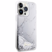 Guess GUHCP14XLCSGSGH iPhone 14 Pro Max 6.7" baltas/baltas kietas dėklas Liquid Glitter Marble