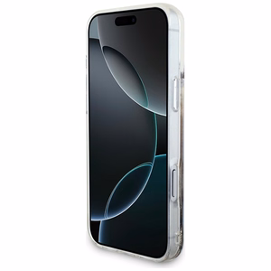 auksinis Guess Liquid Glitter 4G Charms dėklas iPhone 18 Pro Max / 17 Pro Max