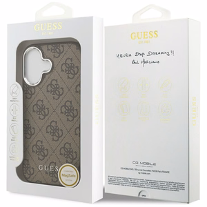 Guess 4G Classic Logo Magnetinis dėklas telefonui iPhone 17 - rudas