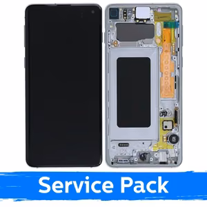 Ekranas skirtas Samsung G973 S10 su rėmeliu / Prism White / (Service Pack)