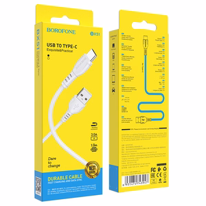Borofone laidas BX51 Triumph USB į Type C 3A 1 metras baltas