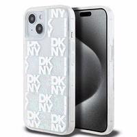 DKNY skystojo blizgučio daugiologo dėklas telefonui iPhone 15 / 14 / 13 - baltas