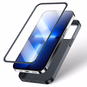 Joyroom 360 pilnas dėklas su priekiniu ir galiniu dangteliu iPhone 13 Pro Max + grūdinto stiklo apsauginis stiklas juodas (JR-BP928 black)