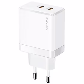USAMS Tinklo įkroviklis 2XUSB-C T54 40W (ONLY HEAD) PD FAST CHARGING baltas CC172TC02 (US-CC172)