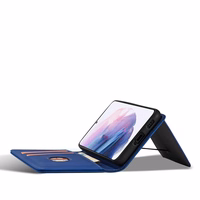 Magnetinis kortelių dėklas Samsung Galaxy S22 + (S22 Plus) piniginė kortelių laikiklis mėlynas