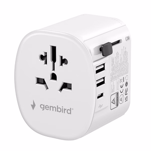 Gembird TPA-EU2A1C15-01-W įžemintas universalus kelioninis maitinimo adapteris, 15 W, baltas