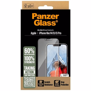 PanzerGlass Ultra-Wide Fit grūdintas stiklas iPhone 13 / 13 Pro / 14 / 16e - skaidrus