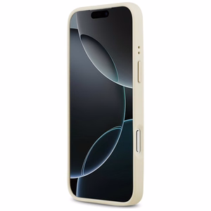 Guess Grained Strass Logo MagSafe dėklas iPhone 17 Pro Max - smėlinis (m)