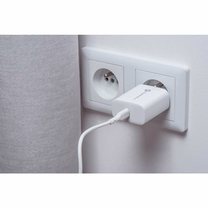 Įkroviklis Forcell + "USB-C (Type-C) to USB-C (Type-C)" (1xUSB-C 3A 25W) baltas