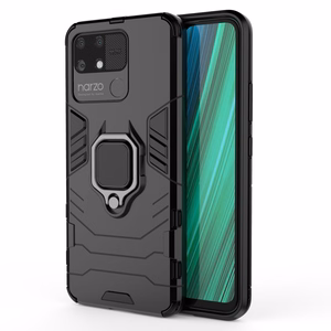 Ring Armor tvirtas hibridinis dėklas su magnetiniu laikikliu Realme Narzo 50A Juodas