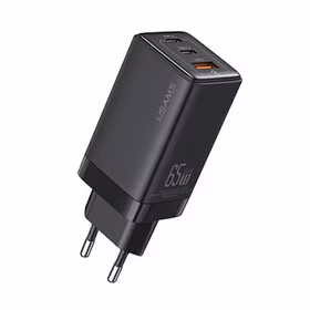 USAMS Tinklo įkroviklis 2xUSB-C+1xUSB 65W (tik galvutė) GaN PD3.0 +QC3.0 Fast Charging juodas Sandru Series CC180TC01 (US-CC180)