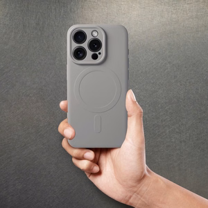 Dėklas Samsung A27 Silicone Mag Cover suderinamas su MagSafe (kameros apsauga) pilkas titano