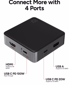 ZAGG 4 Port Hub, juodas / pilkas