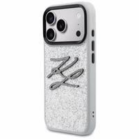 Karl Lagerfeld IML Glitter KL Diamond Logo dėklas for iPhone 17 Pro Max - sidabrinis