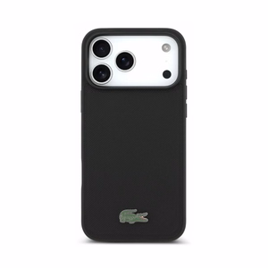 Dėklas Lacoste PVC Petit Pique Semi Wrap Embossed MagSafe Apple iPhone 18 Pro juodas