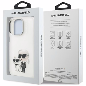Karl Lagerfeld IML Aquarelle Karl & Choupette & Logo iPhone 16 Pro deklas - baltas