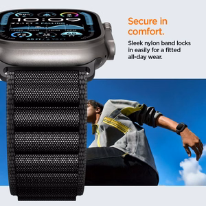 SPIGEN WBF1 dirželis APPLE WATCH 6 / 7 / 8 / 9 / 10 / SE / ULTRA 1 / 2 (44 / 45 / 46 / 49 MM) juodas
