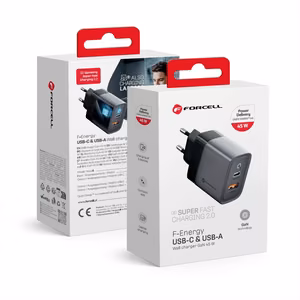 Įkroviklis Forcell F-Energy (1xUSB-C;1xUSB 4A 45W) juodas