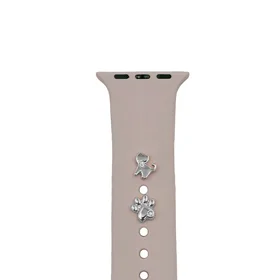 Pin Charms rinkinys laikrodžio dirželiams katė sidabrinė