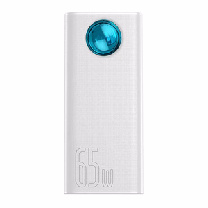 Išorinė baterija Baseus Amblight 30000mAh, 4xUSB, USB-C, 65W (balta)