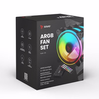SAVIO FAN-01 4 vnt. 120 mm ARGB ventiliatorių, įskaitant valdiklį ir nuotolinio valdymo pultą