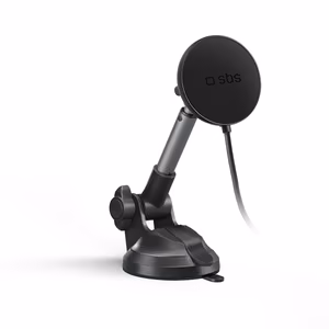Telescopic smartphone holder with inductive charger SBS TESUPPMAG15WLONGARM with suction cup, compatible with MagSafe - black