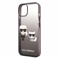 Karl Lagerfeld KLHCP14STGKCK iPhone 14 6,1 "kietas dėklas juodas / juodas Gradientinis Ikonik Karlas & Choupette