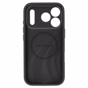 Liavec Silk Shield dėklas su metaliniu kameros rėmeliu, skirtas Iphone 17 Pro Max juodas