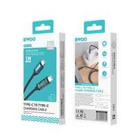 BWOO USB-C - USB-C kabelis 1m 60W su LED ekranu, pintas, juodas