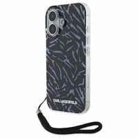 Karl Lagerfeld Zebra Pattern & Cord dėklas telefonui iPhone 16 Plus - violetinis