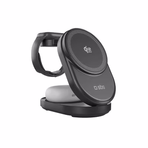 SBS Qi2.2 25W indukcinė 3-in-1 sulankstoma įkrovimo stotelė su MFI sertifikatu - juoda