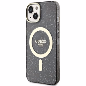 Guess Glitter Gold Magnetinis dėklas telefonui iPhone 14 - juodas
