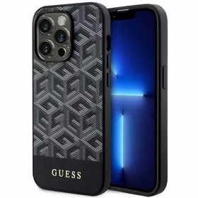 Guess GUHMP14XHGCFSEK iPhone 14 Pro Max 6.7" juodas kietas dėklas GCube Stripes Magnetinis