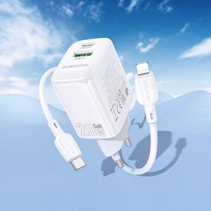 Įkroviklis Borofone BN27 20W USB-C/USB-A + USB-C to Lightning cable 1.0m baltas