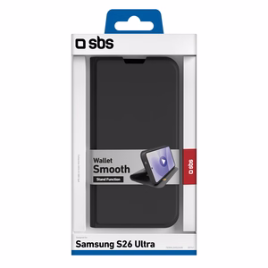 SBS Piniginė Smooth Dėklas for Samsung Galaxy S26 Ultra with Atverčiamas Dėklas - juodas