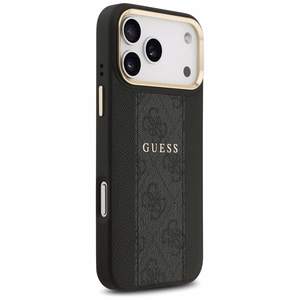 Guess 4G Stripe Magnetinis dėklas telefonui iPhone 17 Pro Max - juoda